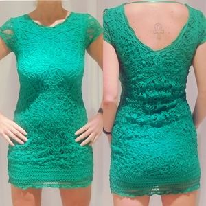 INC green lace crochet dress